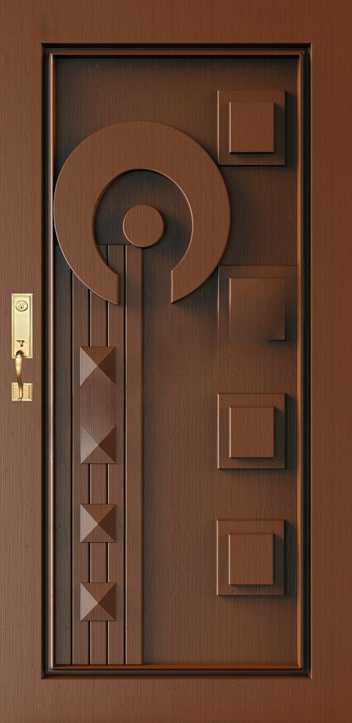 Doors - SKY-76 Modern Geometric Minimalist Relief Carved Door 3D Model